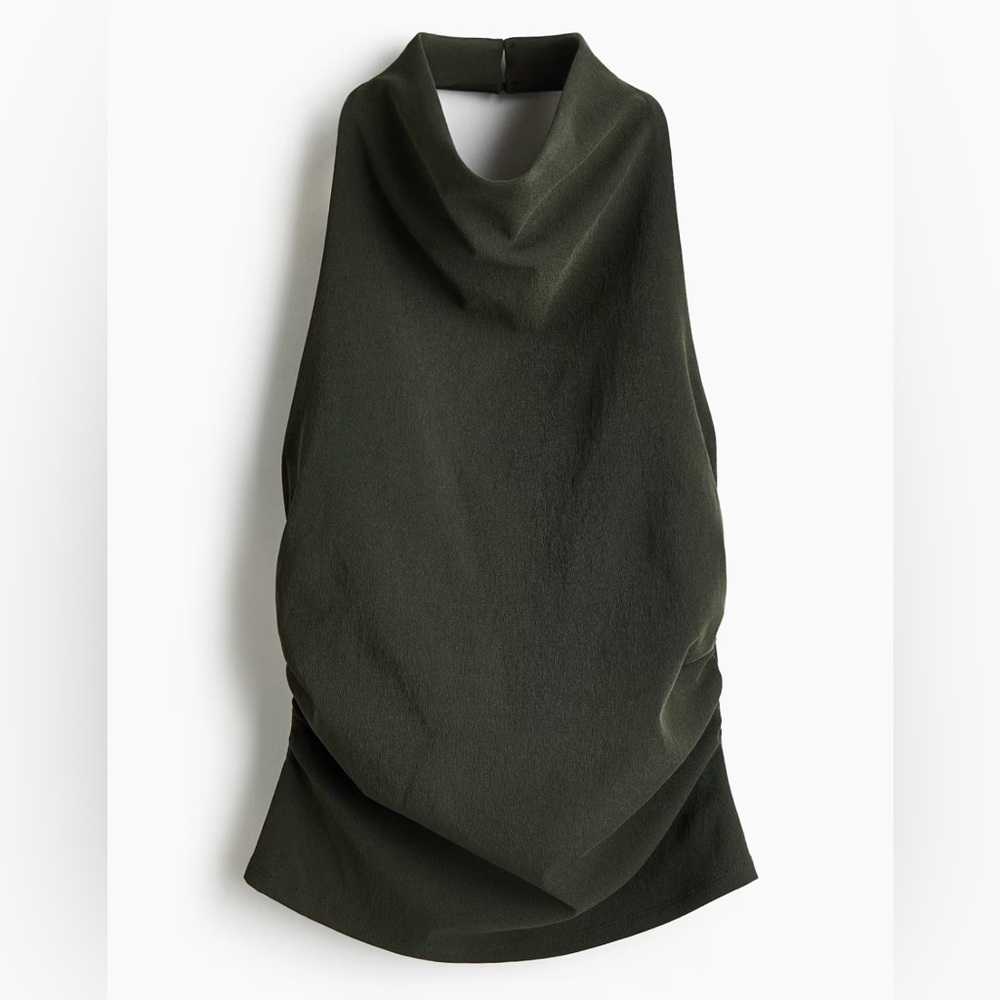 Draped Halter Neck top in Olive Green